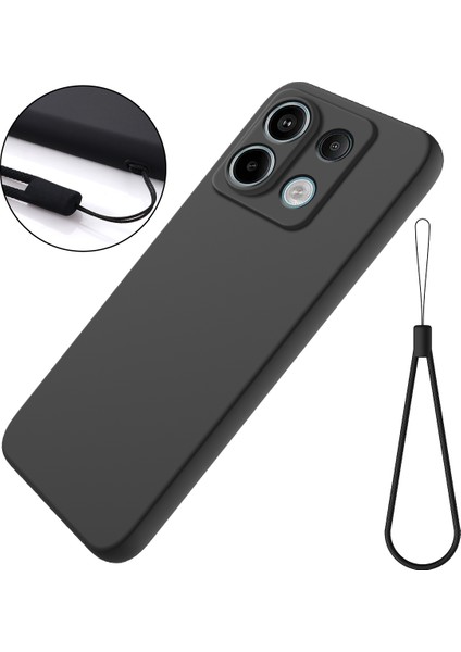 Xiaomi Poco X6 5g Kılıf Askılı Sıvı Silikon Telefon Arka Kapak-Siyah (Yurt Dışından)