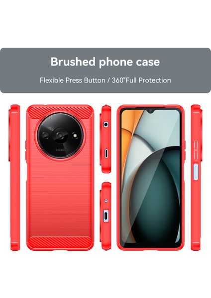Xiaomi Redmi A3 Tpu Kılıf Fırçalanmış Karbon Fiber Doku Telefon Kapağı-Kırmızı (Yurt Dışından) fiyatları