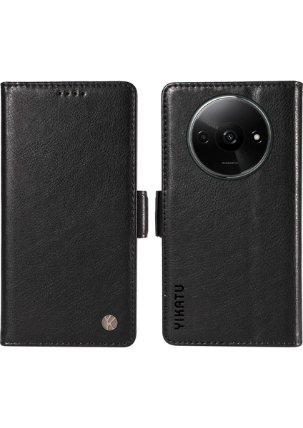 Xiaomi Redmi A3 Cüzdan Kılıf Pu Deri + Tpu Iç Koruyucu Telefon Kapağı-Siyah (Yurt Dışından)