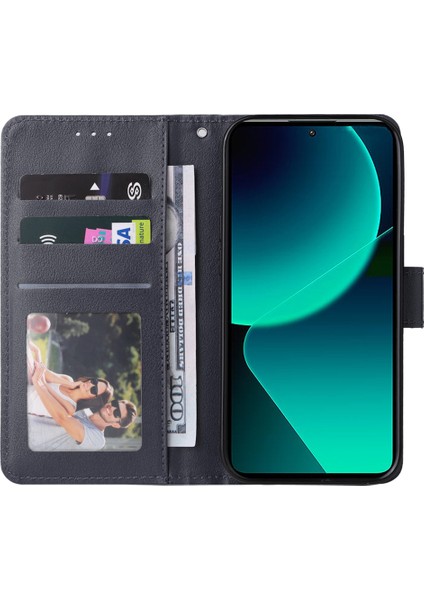 Xiaomi 13T Kılıf Deri Cüzdan Telefon Kılıfı Katlanır Standlı-Mavi (Yurt Dışından) modelleri