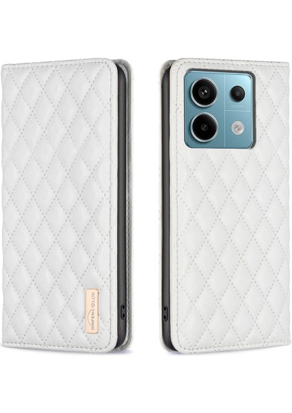 Xiaomi Poco X6 5g Telefon Kılıfı Için Eşkenar Dörtgen Izgara Görüntüleme Standı Kapak-Beyaz (Yurt Dışından)