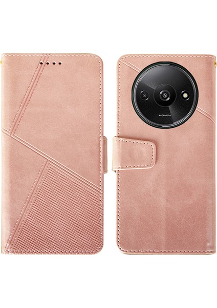 Xiaomi Redmi Için A3 Kılıf Buzağı Doku Cüzdan Pu Deri Flip Telefon Kapağı-Pembe (Yurt Dışından)