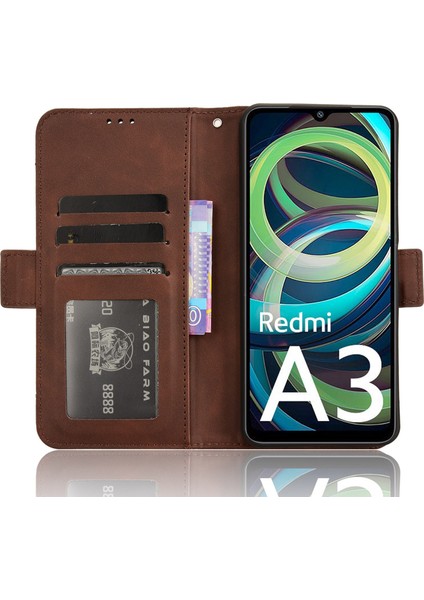 Xiaomi Redmi A3 Kılıf Için Çoklu Kart Tutucu Standı Pu Deri Telefon Kapağı-Kahverengi (Yurt Dışından) fiyatları