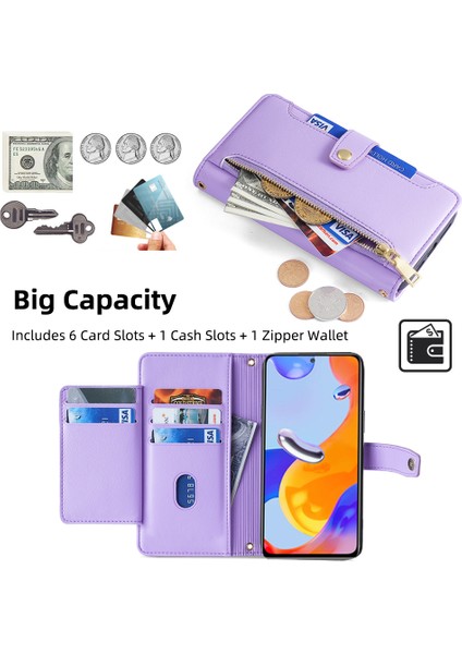 Xiaomi Redmi Note 11 Pro 4g (Mediatek)/note 11 Pro 5g (Qualcomm) Kılıf Pu Deri Telefon Kapağı-Mor (Yurt Dışından) modelleri