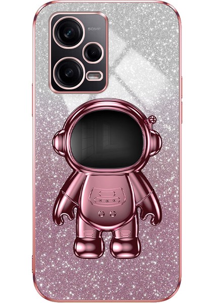 Xiaomi Redmi Note 12 Pro 5g Cep Telefonu Kılıfı Için Kickstand-Pembe ile Şık Parıltılı Toz Pc+Tpu Kapak (Yurt Dışından)