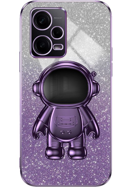 Xiaomi Redmi Note 12 Pro 5g Cep Telefonu Kılıfı Için Kickstand-Mor ile Şık Parıltılı Toz Pc + Tpu Kapak (Yurt Dışından)