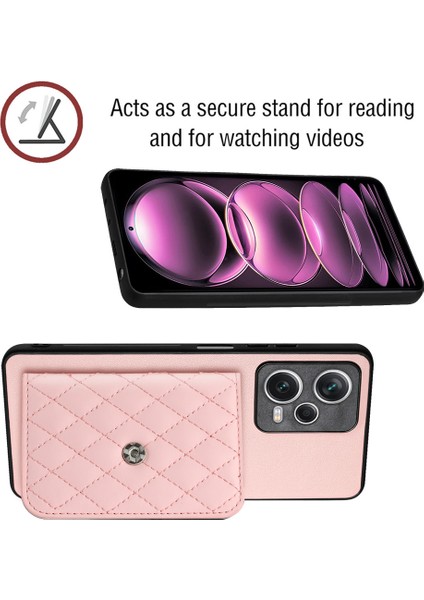 Xiaomi Redmi Note 12 Pro+ 5g Kılıf Kart Yuvaları Için Lderi+Tpu Kapak-Pembe (Yurt Dışından)