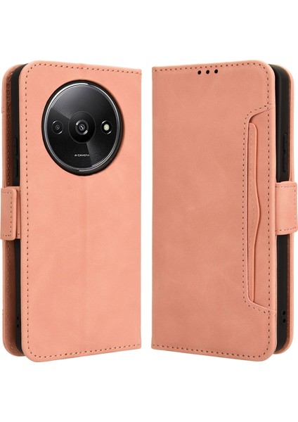 Xiaomi Redmi A3 Kılıf Için Çoklu Kart Tutucu Standlı Pu Deri Telefon Kapağı-Pembe (Yurt Dışından)