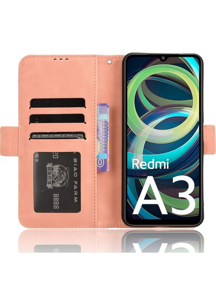 Xiaomi Redmi A3 Kılıf Için Çoklu Kart Tutucu Standlı Pu Deri Telefon Kapağı-Pembe (Yurt Dışından) fiyatları