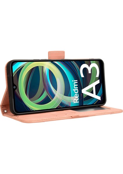 Xiaomi Redmi A3 Kılıf Için Çoklu Kart Tutucu Standlı Pu Deri Telefon Kapağı-Pembe (Yurt Dışından) modelleri