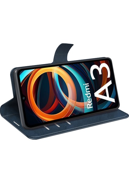 Xiaomi Redmi Için A3 Pu Deri Kılıf Manyetik Kapatma Cüzdan Telefon Kapağı-Mavi (Yurt Dışından) modelleri