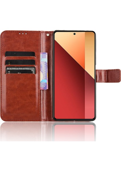 Xiaomi Poco M6 Pro 4g Kılıf Standı Bilek Kayışı Telefon Kapağı Crazy Horse Doku-Kahverengi (Yurt Dışından) fiyatları