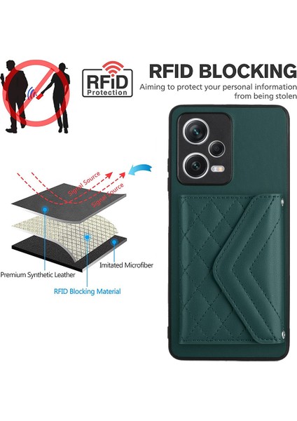 Xiaomi Redmi Note 12 5g (Hindistan) Kart Yuvalı Telefon Kılıfı-Yeşil (Yurt Dışından) modelleri