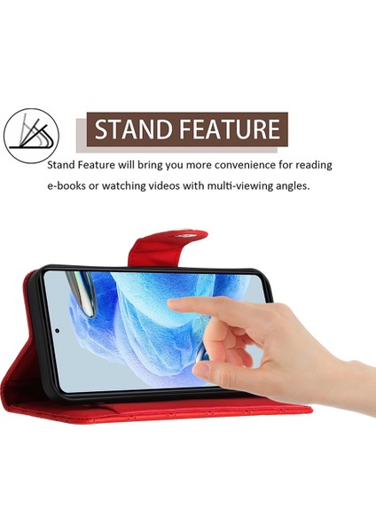 Xiaomi Redmi Note 12 Pro+ 5g Manyetik Kılıf 7 Kart Yuvalı Deri Telefon Kapağı-Kırmızı (Yurt Dışından)