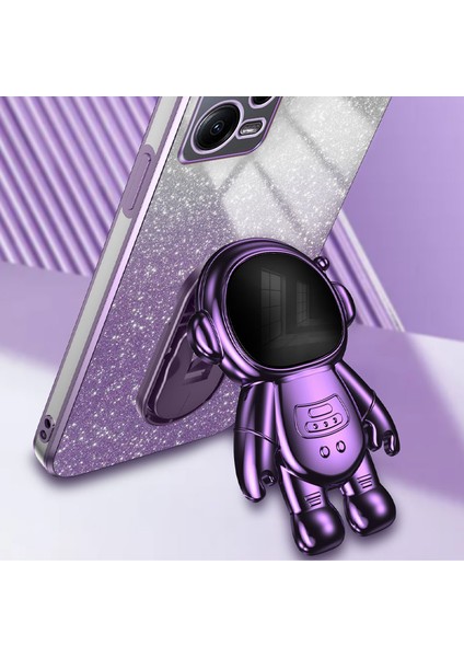 Xiaomi Redmi Note 12 5g (Global) Astronot Kickstand Kılıfı Pc+Tpu Telefon Kapağı-Mor (Yurt Dışından) modelleri