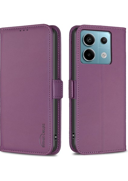 Xiaomi Poco M6 Pro 4g Kılıf Pu Deri Folyo Telefon Kapağı Cüzdan-Koyu Mor (Yurt Dışından)