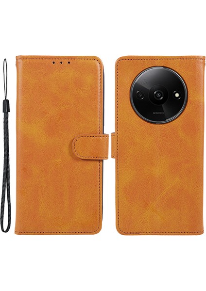Xiaomi Redmi Için A3 Kılıf Buzağı Doku Deri Cep Telefonu Kılıfı Manyetik Toka-Haki (Yurt Dışından)