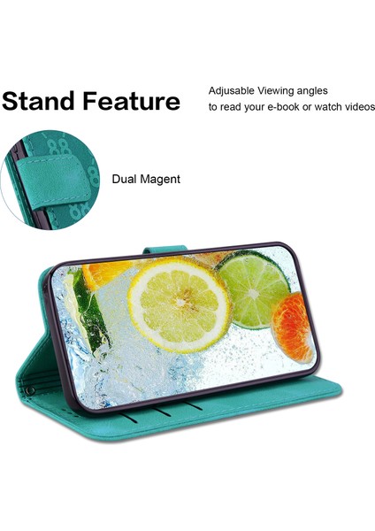 Xiaomi Poco X6 5g Cüzdan Telefon Kılıfı Çift 8 Şekilli Deri Kapak-Yeşil (Yurt Dışından) modelleri