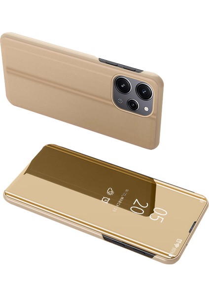 Xiaomi Redmi 12 4g Kılıf Deri Kapak Standlı Telefon Kapağı Görünüm Penceresi-Altın Için (Yurt Dışından)