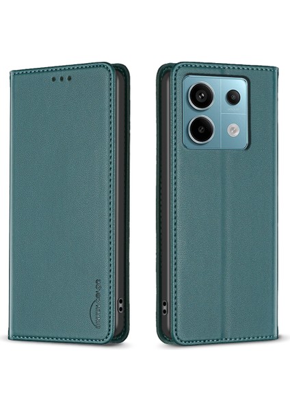 Xiaomi Poco X6 5g Pu Deri Kılıf Manyetik Otomatik Emilmiş Telefon Kapağı-Yeşil (Yurt Dışından)