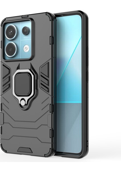 Xiaomi Poco X6 5g Kılıf Halka Tutucu Kickstand Pc + Tpu Kapak-Siyah (Yurt Dışından)