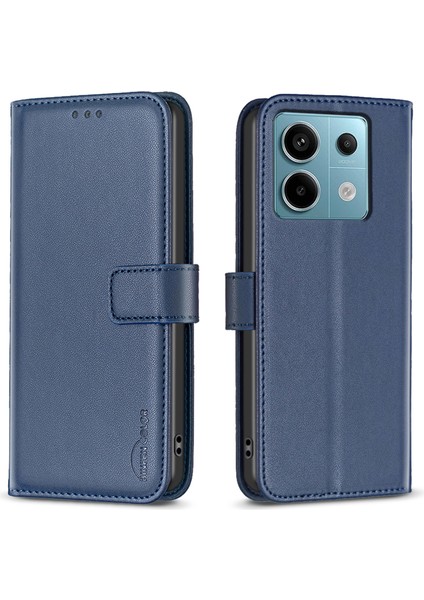 Xiaomi Poco M6 Pro 4g Kılıf Standı Fonksiyonu Pu Deri Telefon Kapağı-Mavi Için (Yurt Dışından)