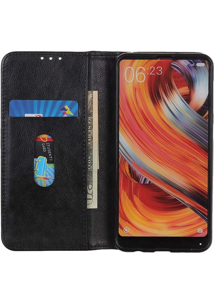 Xiaomi Redmi A3 Kılıf Bölünmüş Deri Manyetik Otomatik Kapanan Cüzdan Telefon Kapağı-Siyah (Yurt Dışından)