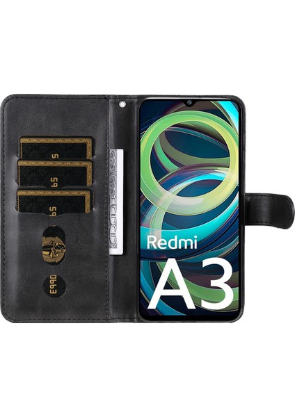 Xiaomi Redmi A3 Manyetik Kılıf Fermuarlı Cep Telefonu Kılıfı Buzağı Dokulu-Siyah (Yurt Dışından) fiyatları