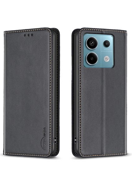 Xiaomi Poco X6 5g Pu Deri Kılıf Manyetik Otomatik Emilmiş Telefon Kapağı-Siyah Için (Yurt Dışından)