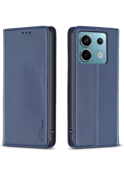 Xiaomi Poco X6 5g Pu Deri Kılıf Manyetik Otomatik Emilmiş Telefon Kapağı-Mavi Için (Yurt Dışından)