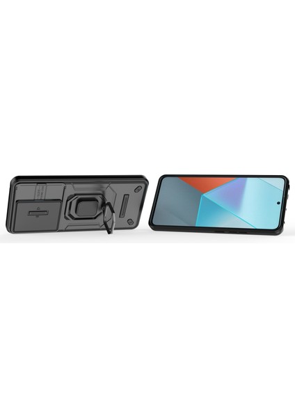 Xiaomi Poco X6 5g Kickstand Kılıf Slayt Lens Koruma Cep Telefonu Kapağı-Siyah Için (Yurt Dışından) modelleri