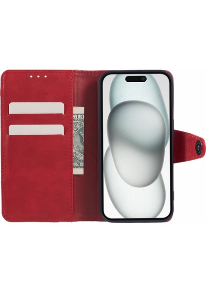 Xiaomi Redmi A3 Kılıf Crazy Horse Doku Ekleme Telefon Cüzdan Kapağı-Kırmızı (Yurt Dışından) modelleri