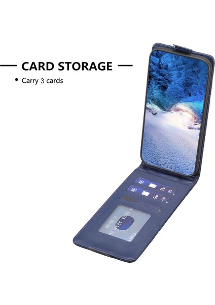 Xiaomi Poco X6 5g Kart Tutucu Telefon Deri Kılıf Dikey Flip-Mavi Için (Yurt Dışından) modelleri