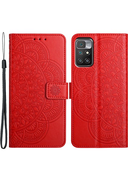 Xiaomi Redmi 10 2022 4g/10 4g (2021) Kılıf Pu Deri Cüzdan Kapağı-Kırmızı (Yurt Dışından)