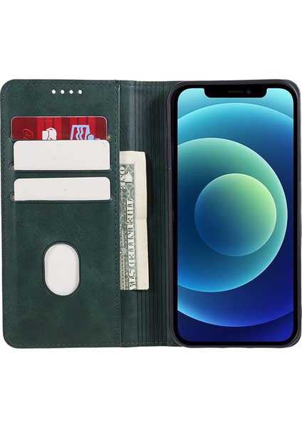 Xiaomi Redmi Için A3 Deri Telefon Kılıfı Buzağı Dokusu Cüzdan Kapak Manyetik Otomatik Emilmiş-Yeşil (Yurt Dışından) modelleri