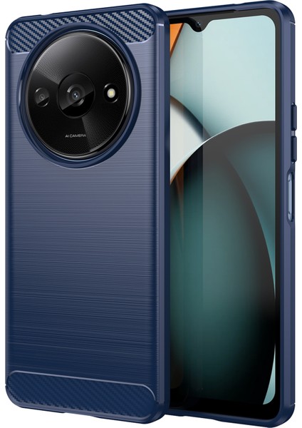 Xiaomi Redmi A3 Tpu Kılıf Fırçalanmış Karbon Fiber Doku Telefon Kapağı-Mavi Için (Yurt Dışından)