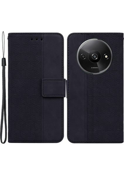 Xiaomi Redmi Için A3 Cep Telefonu Kılıfı Deri Kapak Telefon Koruyucu Kabuk Geometri Tasarımı-Siyah (Yurt Dışından)