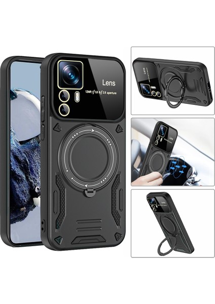 Xiaomi 12T 5g Manyetik Kılıf Dönen Kickstand Pc+Tpu Telefon Kapağı-Siyah Için (Yurt Dışından) fiyatları