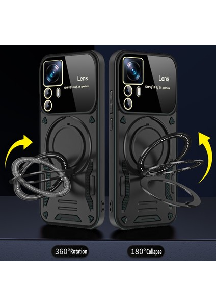 Xiaomi 12T 5g Manyetik Kılıf Dönen Kickstand Pc+Tpu Telefon Kapağı-Siyah Için (Yurt Dışından) modelleri