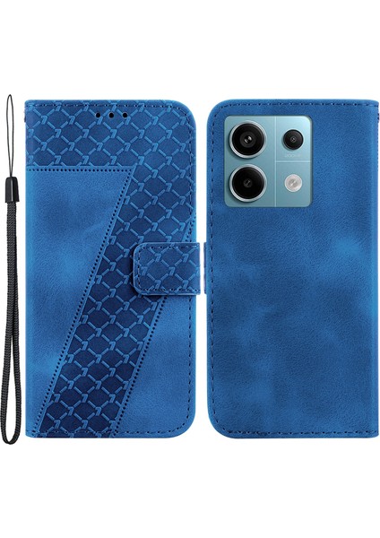 Xiaomi Poco X6 5g Standlı Kart Yuvaları Kılıf 7 Şekilli Desen Pu Deri Telefon Kapağı-Koyu Mavi (Yurt Dışından)