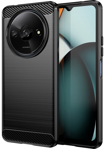Xiaomi Redmi A3 Tpu Kılıf Fırçalanmış Karbon Fiber Doku Telefon Kapağı-Siyah (Yurt Dışından)