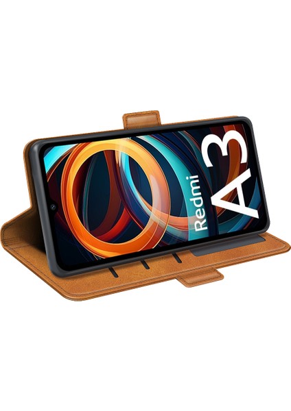 Xiaomi Redmi A3 Kılıf Çift Manyetik Toka Deri Cep Telefonu Kapağı-Sarı (Yurt Dışından) modelleri