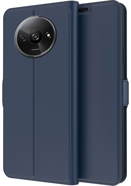 Xiaomi Redmi Için A3 Deri Kılıf Kart Tutucu Katlanır Stand Telefon Kapağı-Mavi (Yurt Dışından)