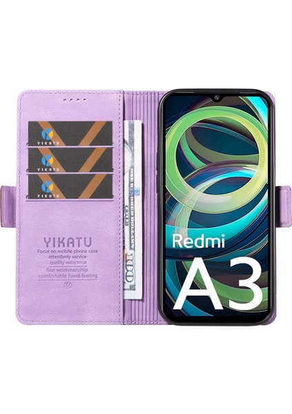 Xiaomi Redmi A3 Kılıf Cüzdan Tarzı Cilt Dokunuşlu Deri Telefon Kapağı-Mor Için (Yurt Dışından) fiyatları