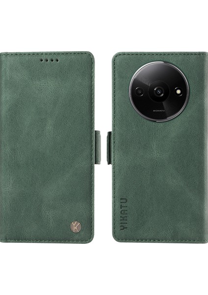 Xiaomi Redmi A3 Kılıf Cüzdan Tarzı Cilt Dokunuşlu Deri Telefon Kapağı-Yeşil (Yurt Dışından)