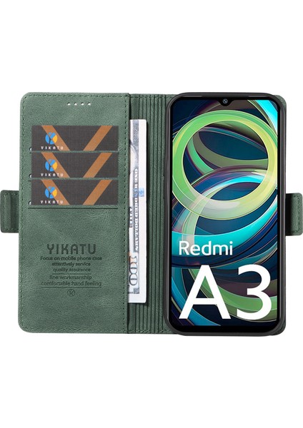 Xiaomi Redmi A3 Kılıf Cüzdan Tarzı Cilt Dokunuşlu Deri Telefon Kapağı-Yeşil (Yurt Dışından) fiyatları