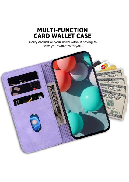 Xiaomi Poco X6 5g Standlı Kart Yuvaları Kılıf 7 Şekilli Desen Pu Deri Telefon Kapağı-Mor (Yurt Dışından) modelleri