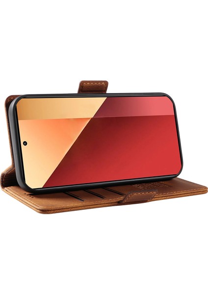 Xiaomi Poco M6 Pro 4g Kılıf Cüzdan Kapaklı Telefon Kapağı-Kahverengi (Yurt Dışından) modelleri