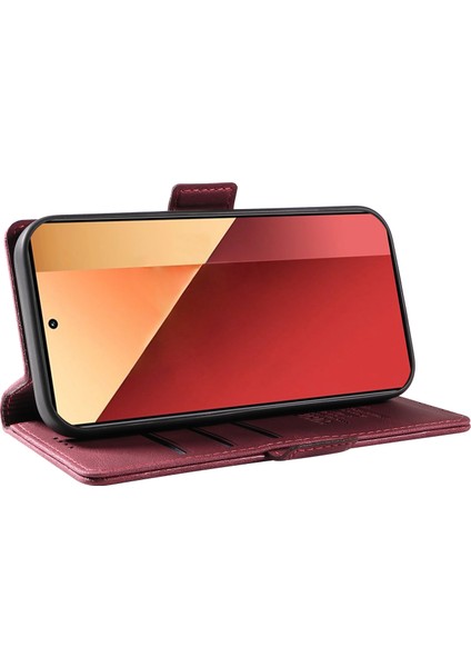 Xiaomi Poco M6 Pro 4g Kılıf Cüzdan Kapaklı Telefon Kapağı-Şarap Kırmızısı Için (Yurt Dışından) modelleri