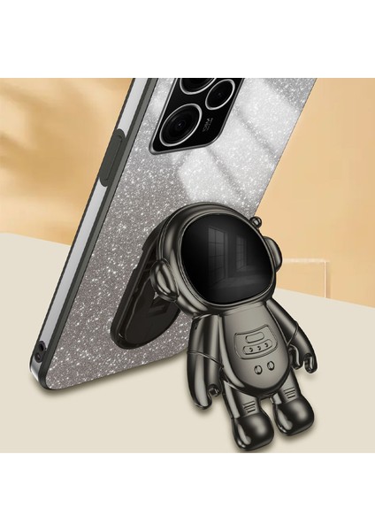 Xiaomi Redmi Note 12 Pro Speed ​​5g Kılıf Pc+Tpu Elektro Kaplama Astronot Kickstand Kapak-Siyah (Yurt Dışından)
